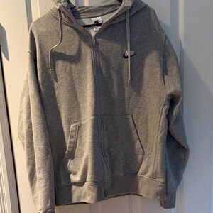 Nike Men's Zip-Up Gray Sweater Size L With Hood